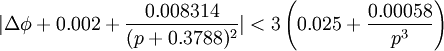 |\Delta \phi +0.002+{\frac  {0.008314}{(p+0.3788)^{2}}}|<3\left(0.025+{\frac  {0.00058}{p^{3}}}\right)