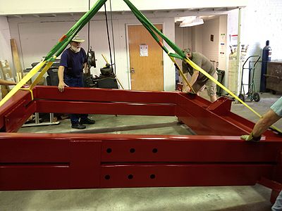 Unloading the frame from the truck